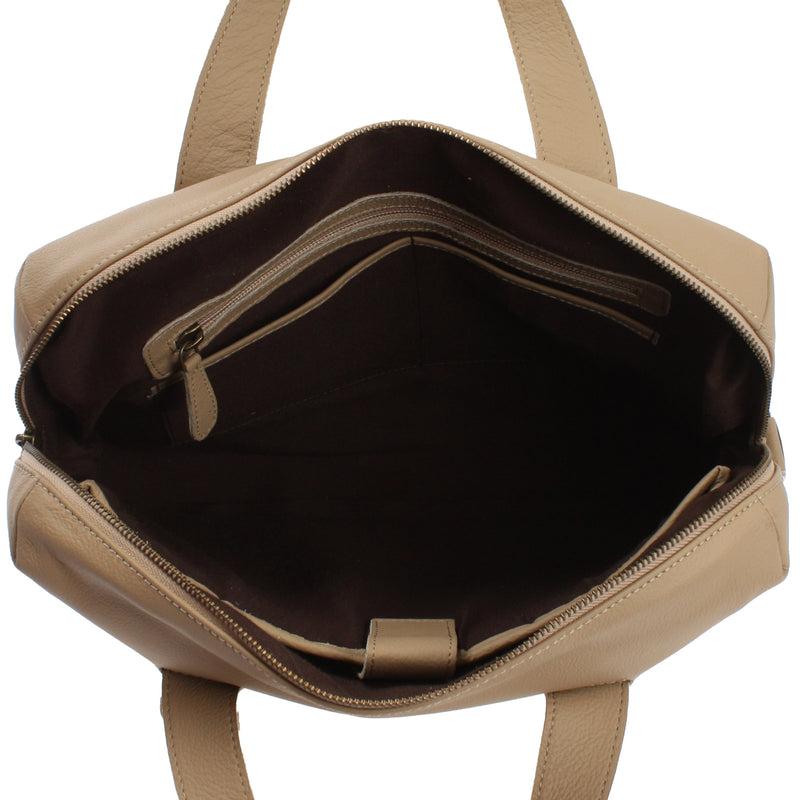 Leconi Schultertasche Henkeltasche Shopper DIN A4 Handtasche Damen Leder sand LE0059 Online