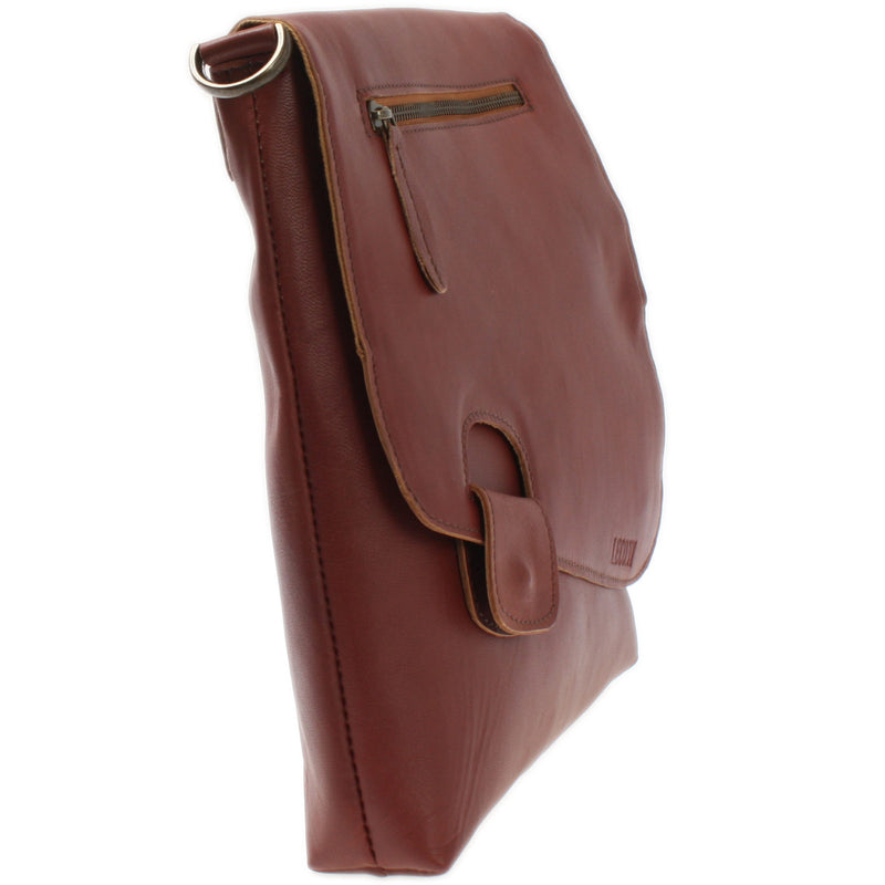 Leconi Umhängetasche Ledertasche Schultertasche Leder rotbraun LE3027 Angebote