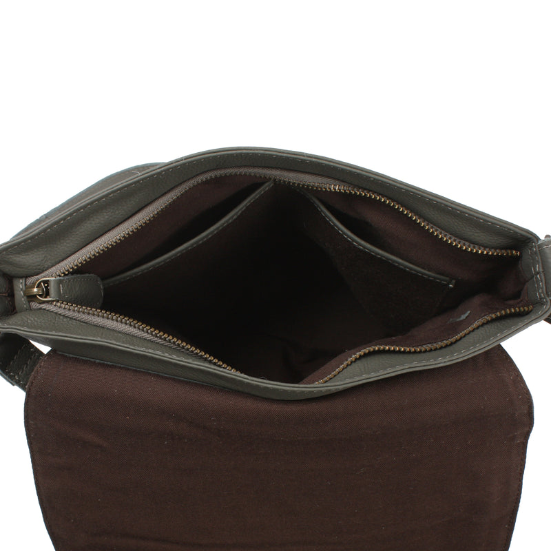 Leconi Umhängetasche Ledertasche Damen Schultertasche Leder oliv LE3073 Meist gekauft