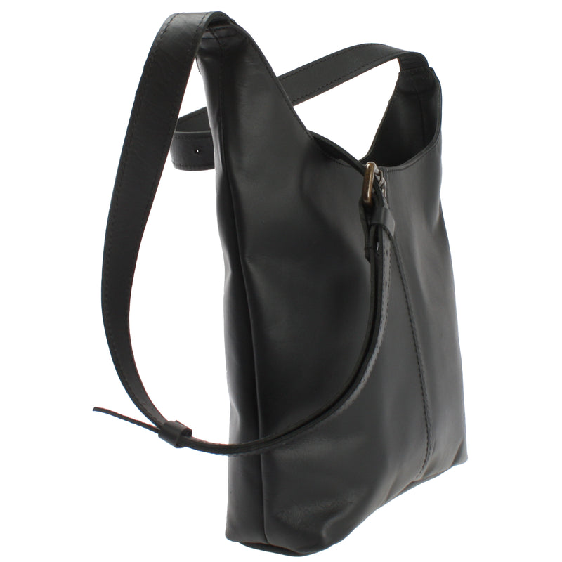 Leconi mittlere Umhängetasche Schultertasche Damentasche Leder schwarz LE0073 Limitierter Zeitrabatt