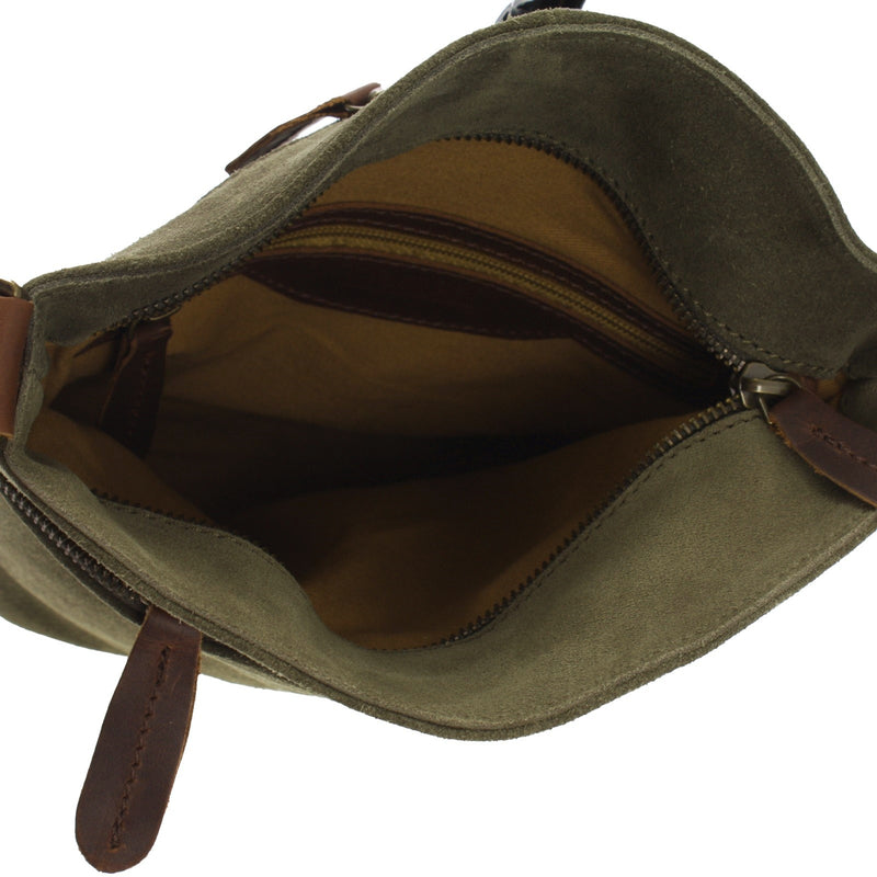 Leconi kleine Umhängetasche Schultertasche Freizeittasche Wildleder grün LE3049 Fabrik Onlineshop