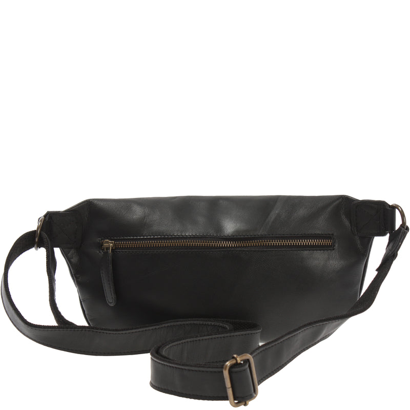 Leconi große Bauchtasche Umhängetasche Crossbody Ledertasche Leder schwarz LE3087 Fabrikpreis