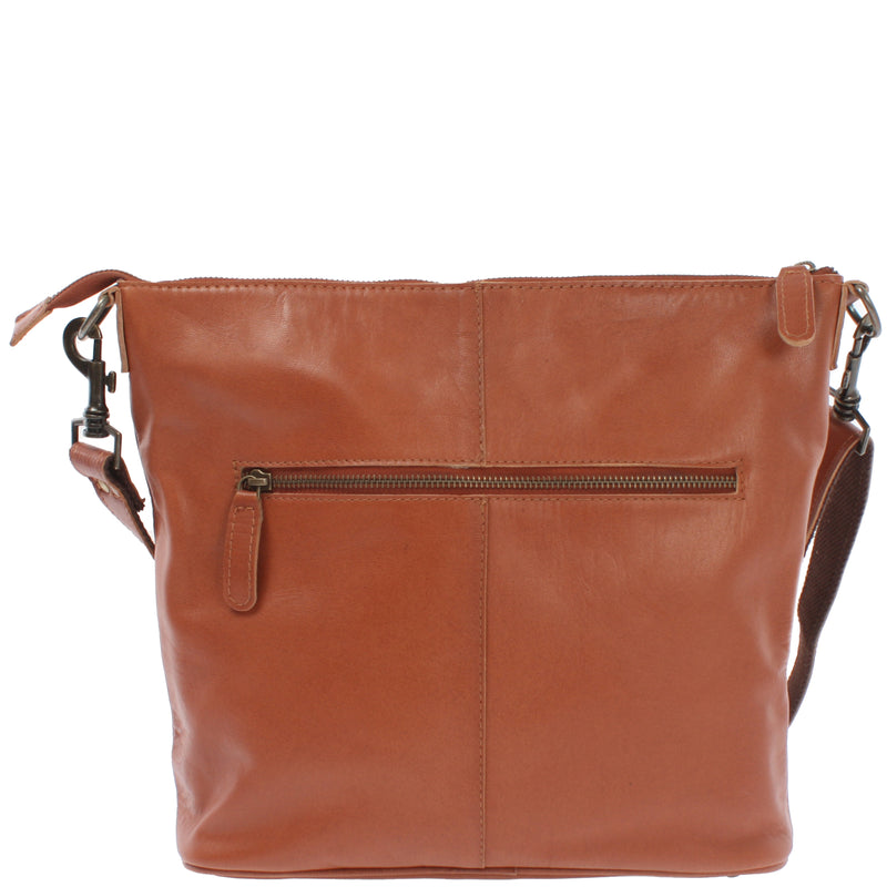 Leconi Umhängetasche Schultertasche Damentasche Ledertasche Leder cognac LE3067 Rabatt