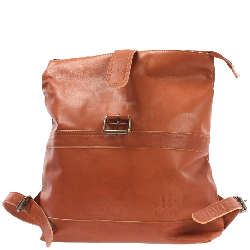 Leconi kleiner Roll Top Cityrucksack Rucksack Leder cognac LE1027 Versandkostenfrei
