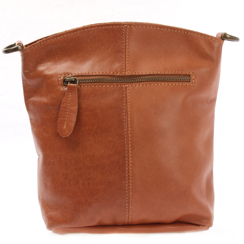 Leconi kleine Umhängetasche Schultertasche Freizeittasche Leder cognac LE3049 Flash Sale