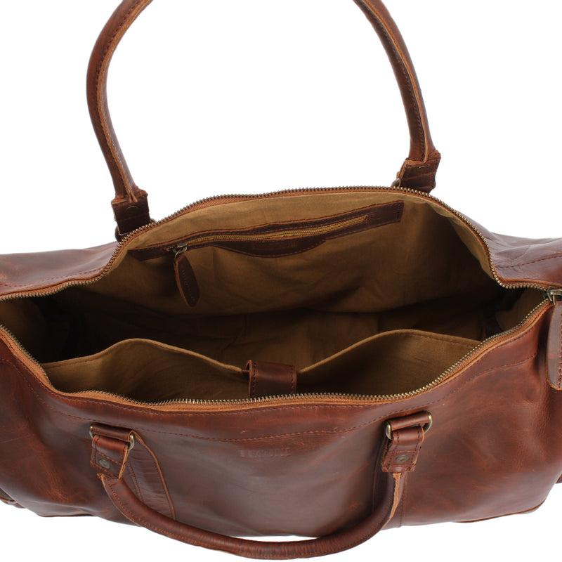 Leconi Reisetasche Weekender Sporttasche Damen Herren Leder braun LE2017 Online Shopping