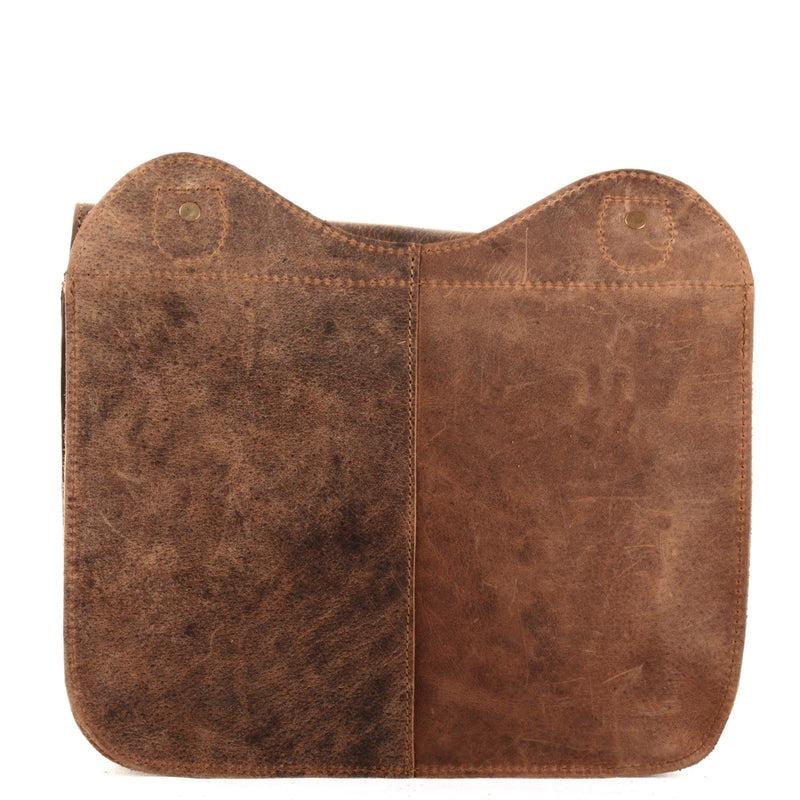 Leconi Umhängetasche Schultertasche Freizeittasche Büffelleder klein vintage braun LE3061 Saisonschlussverkauf
