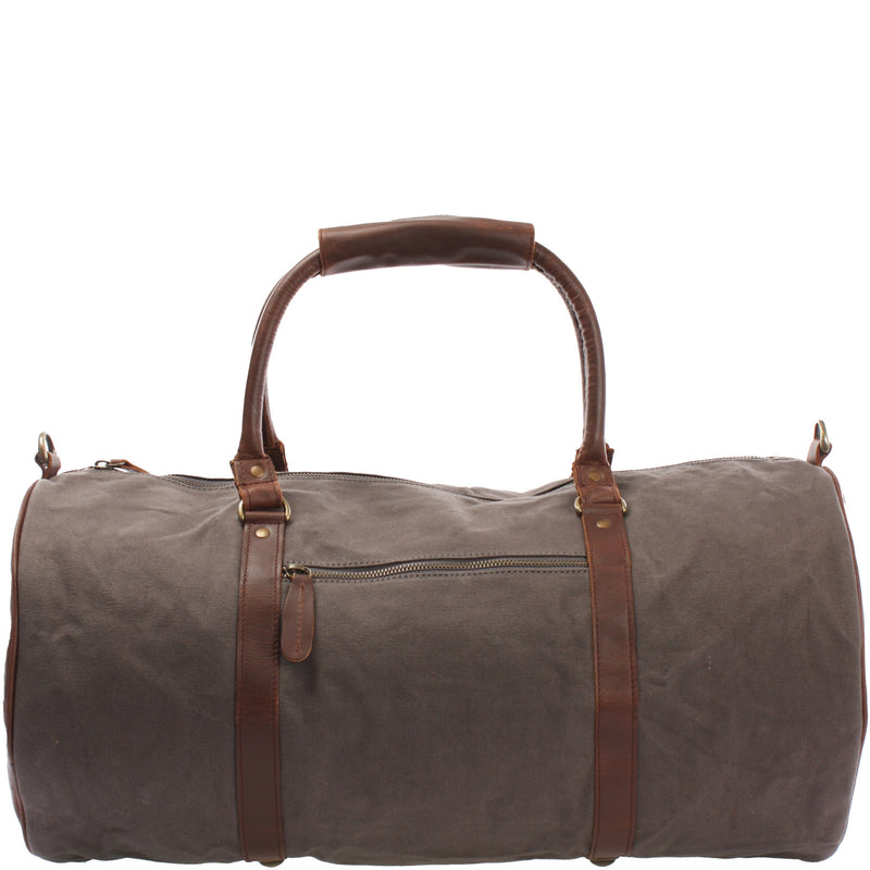 Leconi Weekender Reisetasche Sporttasche vintage Leder Canvas grau LE2004 Weihnachtsangebot