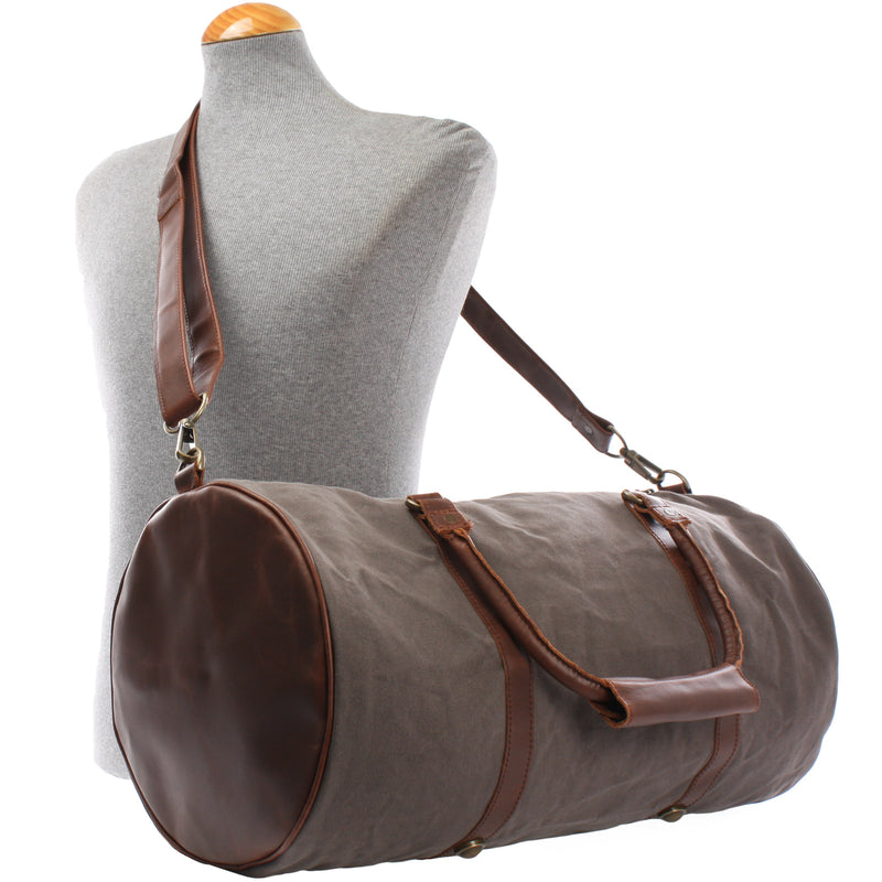 Leconi Weekender Reisetasche Sporttasche vintage Leder Canvas grau LE2004 Weihnachtsangebot