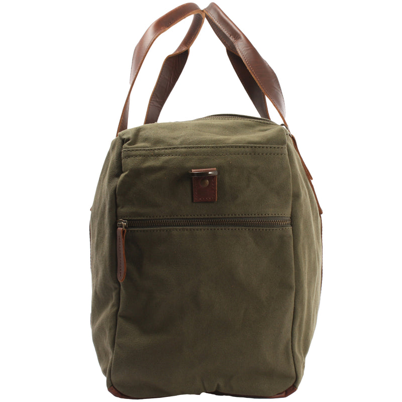 Leconi Weekender Sporttasche Reisetasche Damen Herren Leder Canvas grün LE2014 Osterangebot
