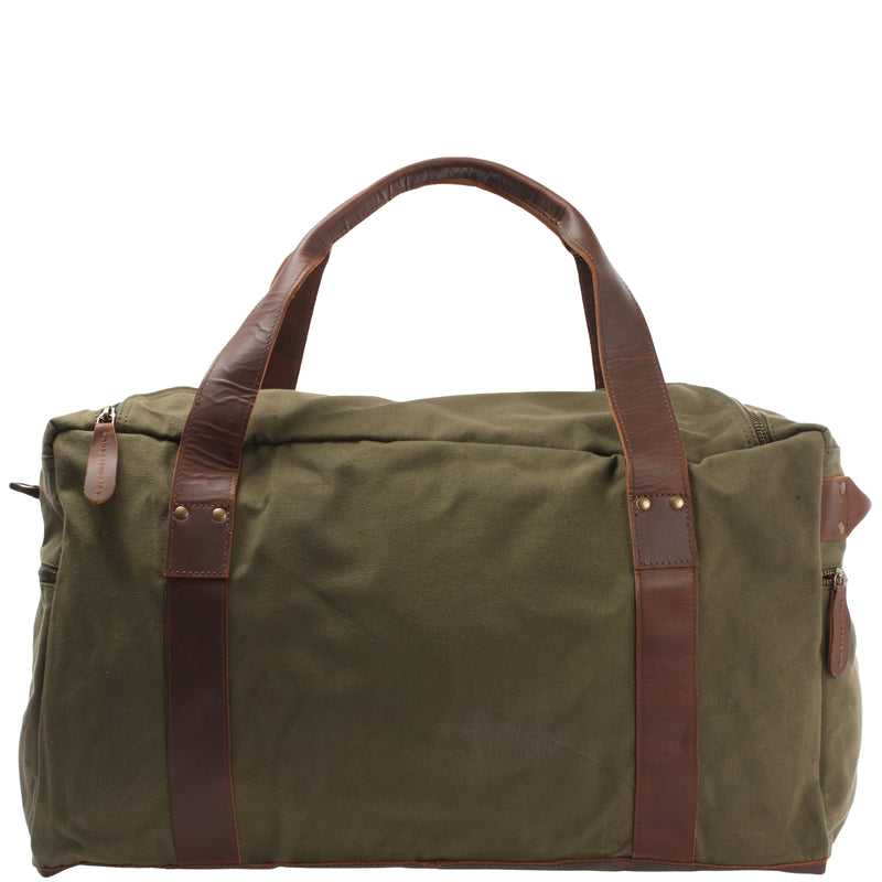 Leconi Weekender Sporttasche Reisetasche Damen Herren Leder Canvas grün LE2014 Osterangebot