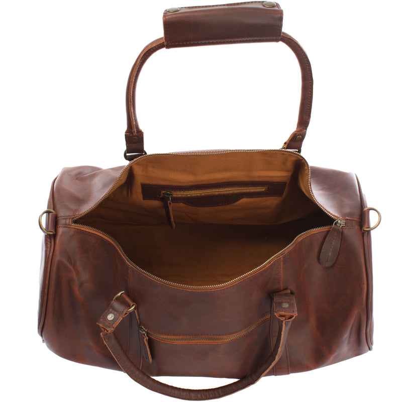Leconi Weekender Reisetasche Sporttasche vintage Leder braun LE2004 Vatertagsangebot