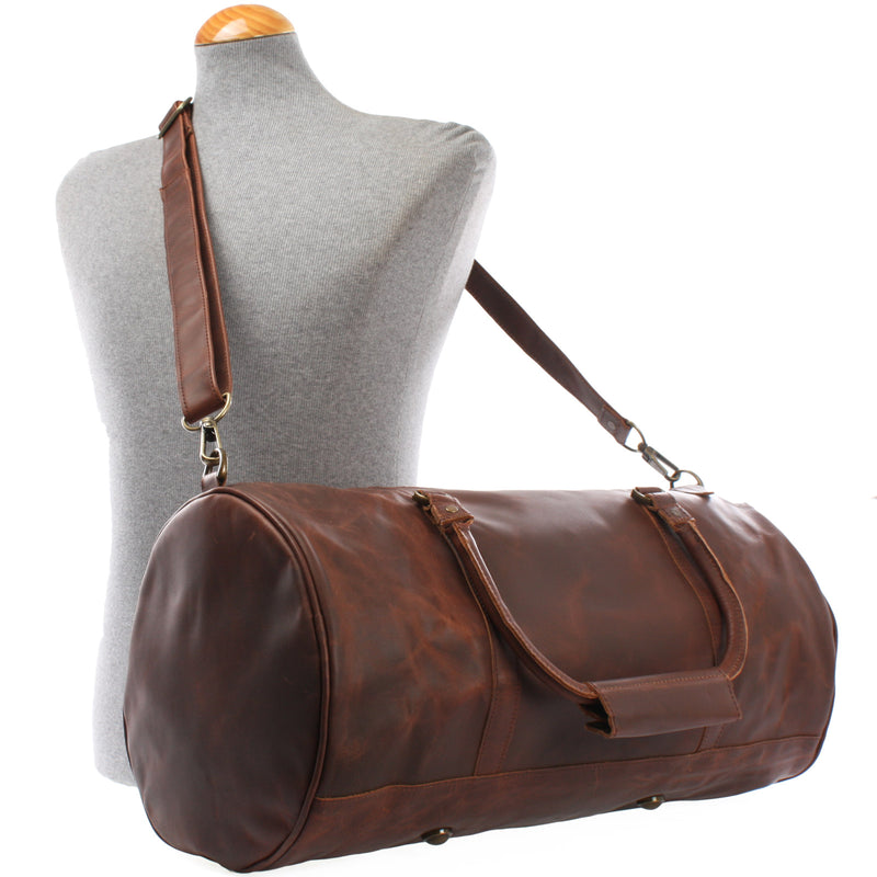 Leconi Weekender Reisetasche Sporttasche vintage Leder braun LE2004 Vatertagsangebot