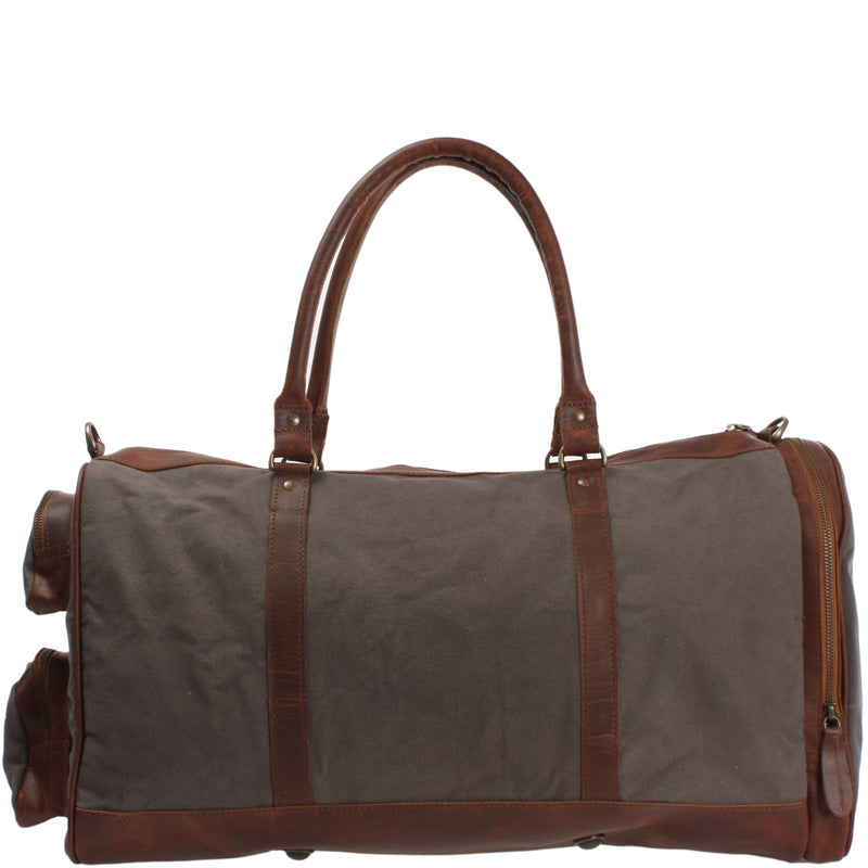 Leconi Reisetasche Weekender Sporttasche Damen Herren Leder Canvas grau LE2017 Jubiläumsangebot