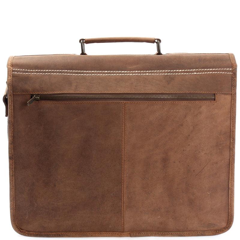 Leconi große Aktentasche Lehrertasche DIN A4 Leder braun LE3030 Lagerräumung