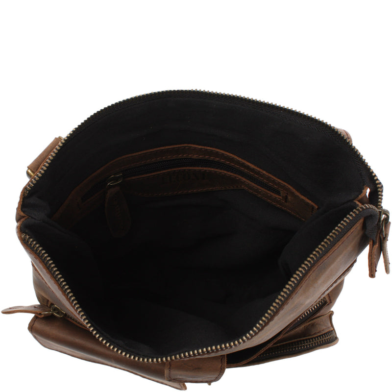 Leconi Umhängetasche Schultertasche Damen Herren Used Look Leder schlamm LE3011 Heißer Verkauf