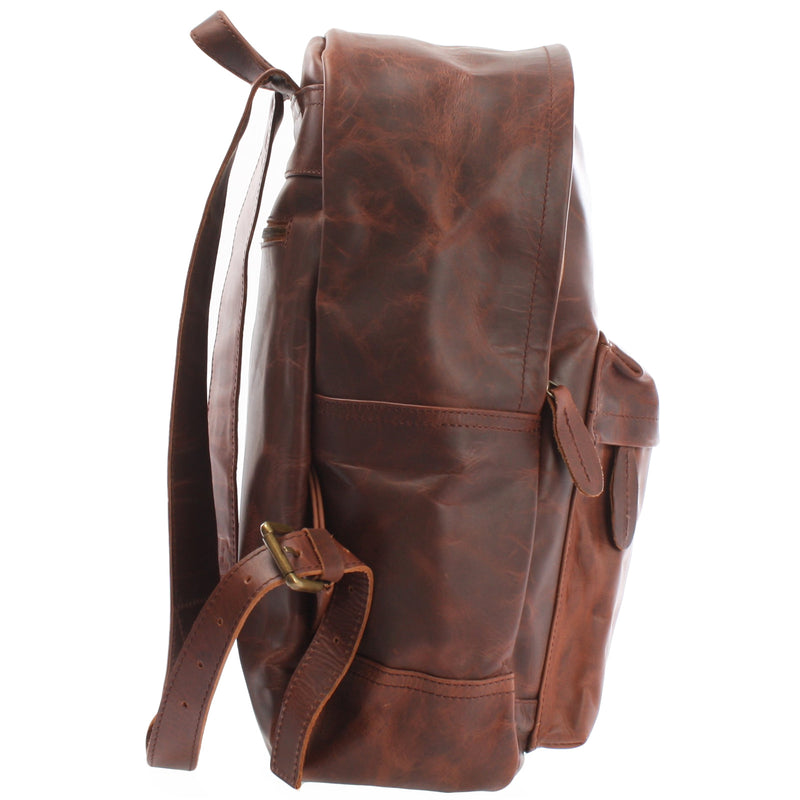 Leconi Rucksack Lederrucksack Freizeitrucksack Damen Herren Leder braun LE1009 Top Angebot