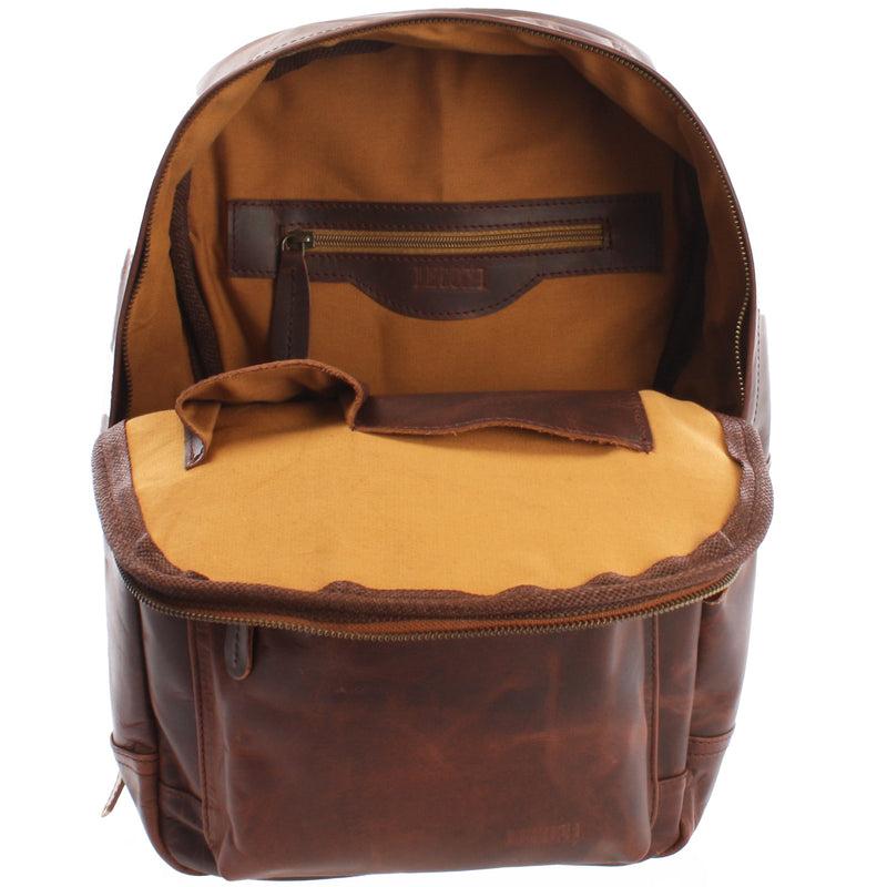 Leconi Rucksack Lederrucksack Freizeitrucksack Damen Herren Leder braun LE1009 Top Angebot