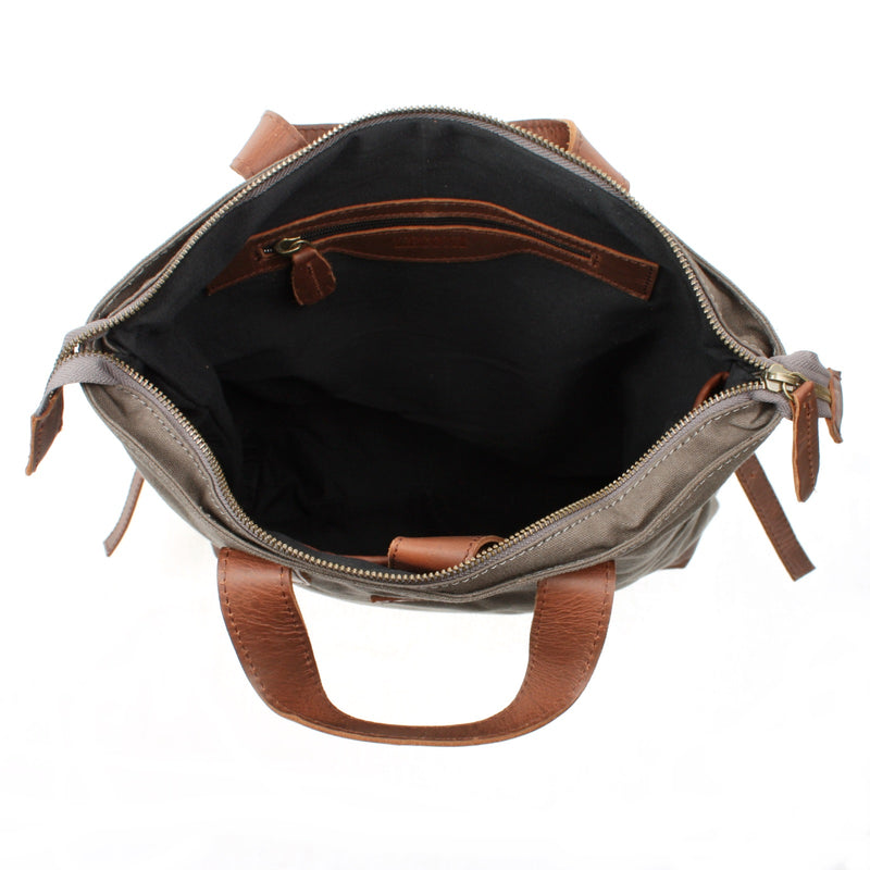 Leconi Freizeitrucksack Rucksack DIN A4 Canvas Leder grau LE1021 Neueste Mode