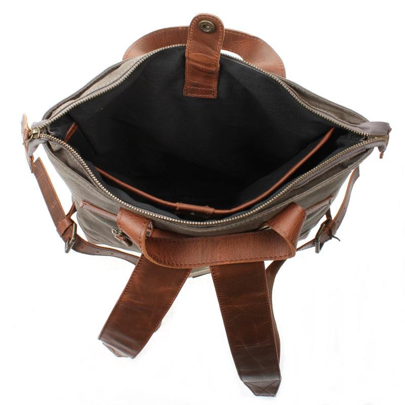 Leconi Freizeitrucksack Rucksack DIN A4 Canvas Leder grau LE1021 Neueste Mode
