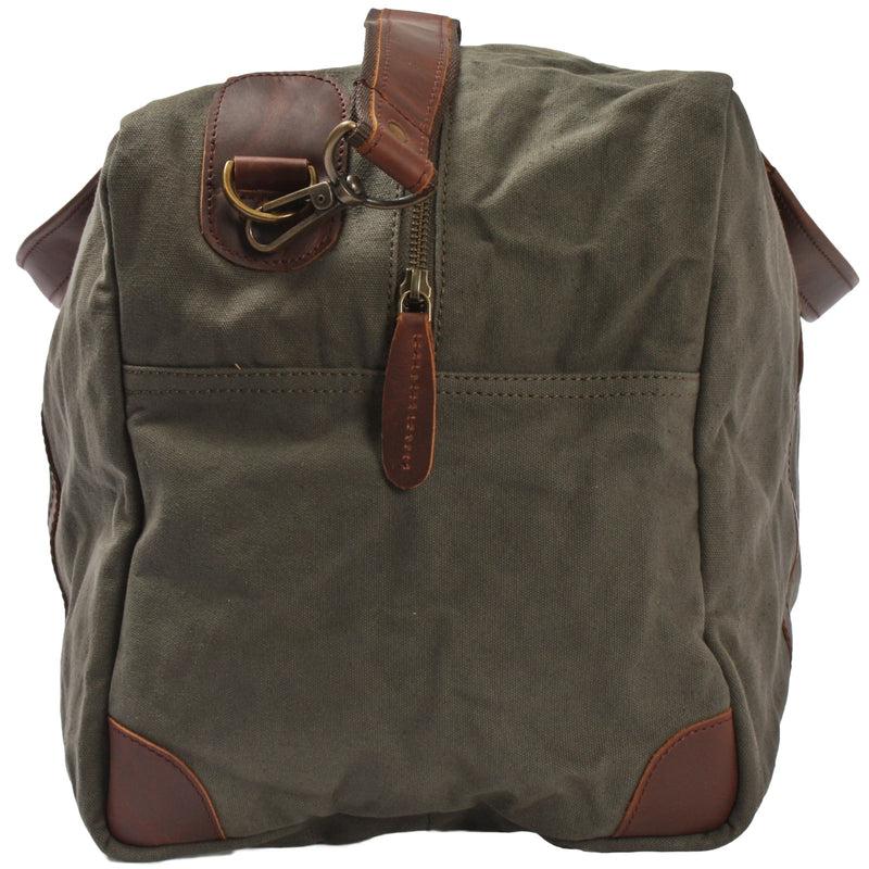 Leconi große Reisetasche Weekender Handgepäck Canvas Leder grün LE2020 Online Outlet