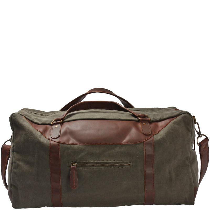 Leconi große Reisetasche Weekender Handgepäck Canvas Leder grün LE2020 Online Outlet