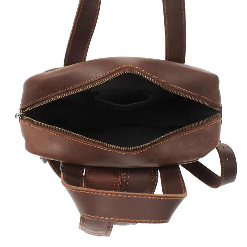 Leconi kleiner Rucksack Lederrucksack Leder dunkelbraun LE1028 Zeitlich begrenztes Angebot