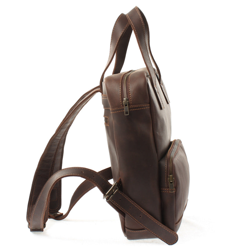 Leconi kleiner Rucksack Lederrucksack Leder dunkelbraun LE1028 Zeitlich begrenztes Angebot