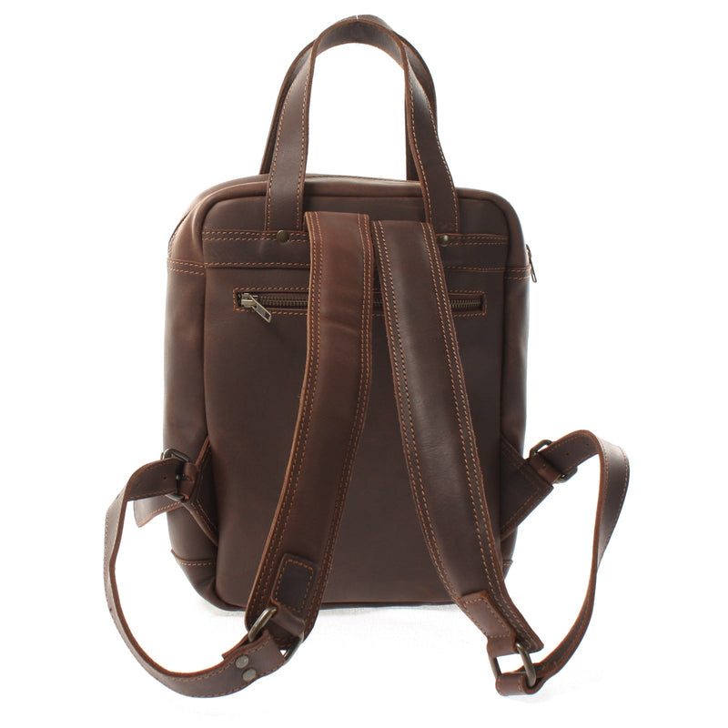 Leconi kleiner Rucksack Lederrucksack Leder dunkelbraun LE1028 Zeitlich begrenztes Angebot