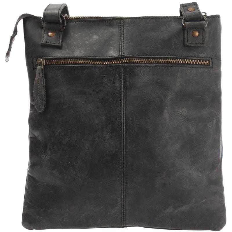 Leconi Umhängetasche Schultertasche Damen Herren Used Look Leder grau LE3011 Blitzangebot