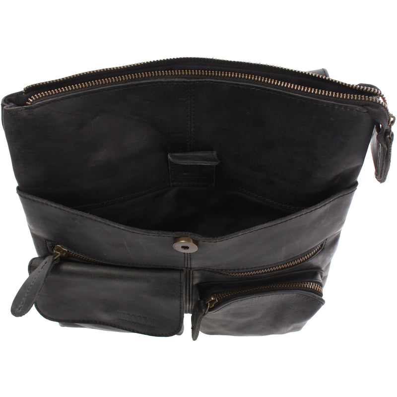 Leconi Umhängetasche Schultertasche Damen Herren Used Look Leder grau LE3011 Blitzangebot