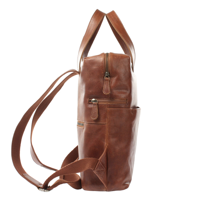 Leconi Rucksack Lederrucksack Freizeitrucksack Damen Herren Leder braun LE1023 Große Rabatte