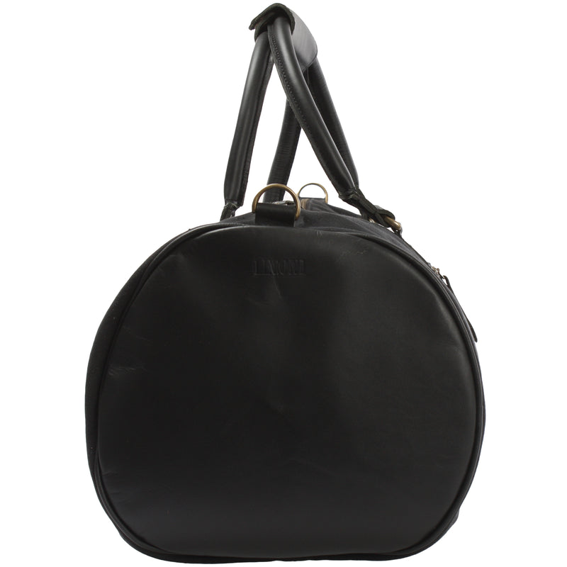 Leconi Weekender Reisetasche Sporttasche vintage Leder Canvas schwarz LE2004 Neuheiten