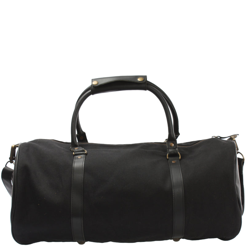Leconi Weekender Reisetasche Sporttasche vintage Leder Canvas schwarz LE2004 Neuheiten