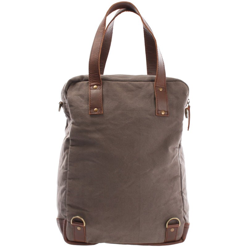 Leconi Rucksack Umhängetasche Damen Herren Leder Canvas grau LE1014 Kauf eins, bekomm eins gratis