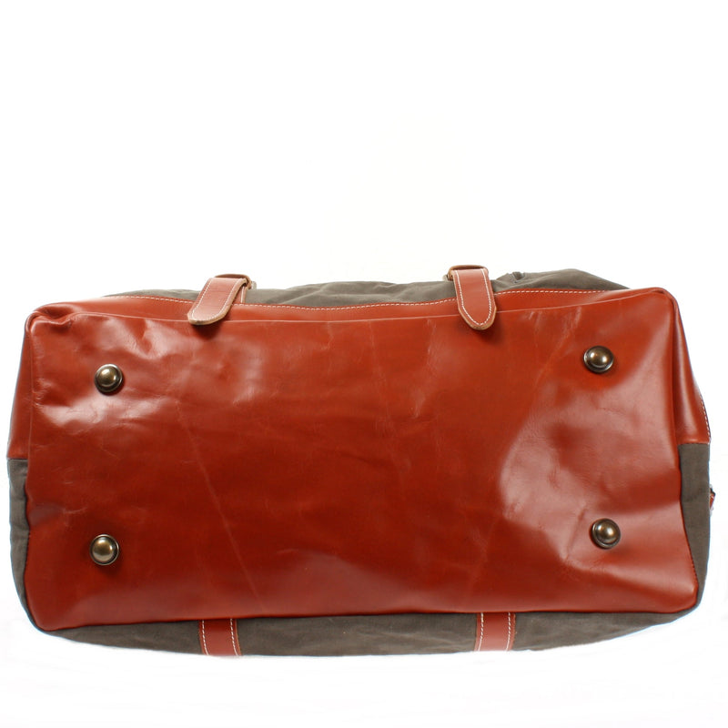 Leconi Reisetasche Weekender Handgepäck Leder Canvas grau LE2010 Sonderangebote
