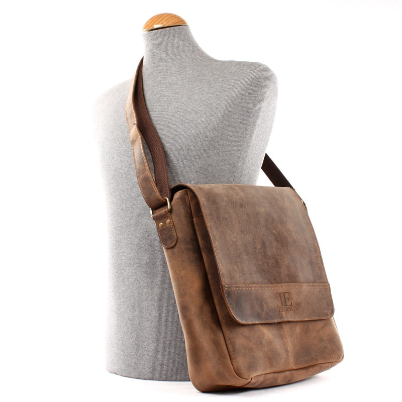 Leconi Umhängetasche Schultertasche Messenger Bag Kuriertasche Businesstasche Leder vintage braun LE3063 Riesige Ersparnisse
