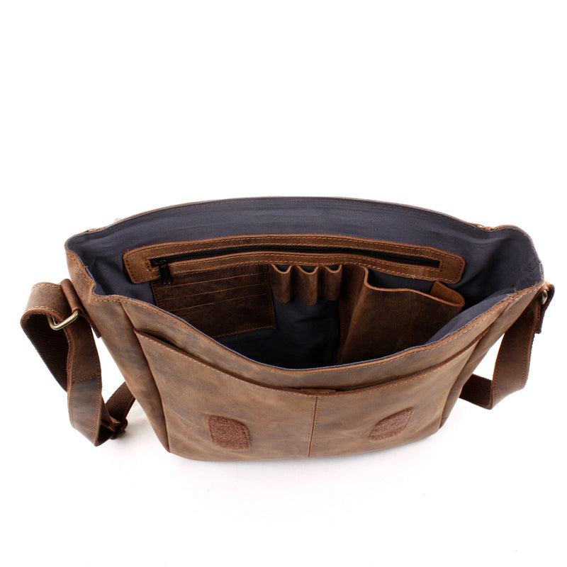Leconi Umhängetasche Schultertasche Messenger Bag Kuriertasche Businesstasche Leder vintage braun LE3063 Riesige Ersparnisse