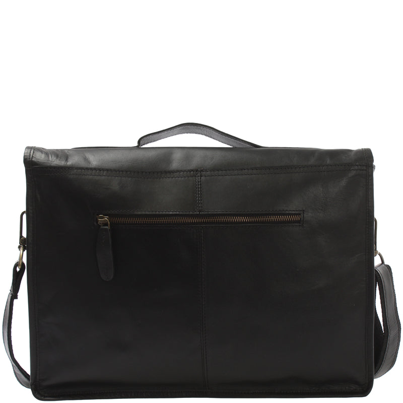 Leconi Aktentasche Businesstasche Messenger Bag Vintage Leder schwarz LE3009 VIP-Rabatte