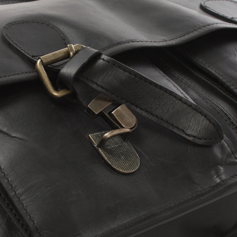Leconi Aktentasche Businesstasche Messenger Bag Vintage Leder schwarz LE3009 VIP-Rabatte