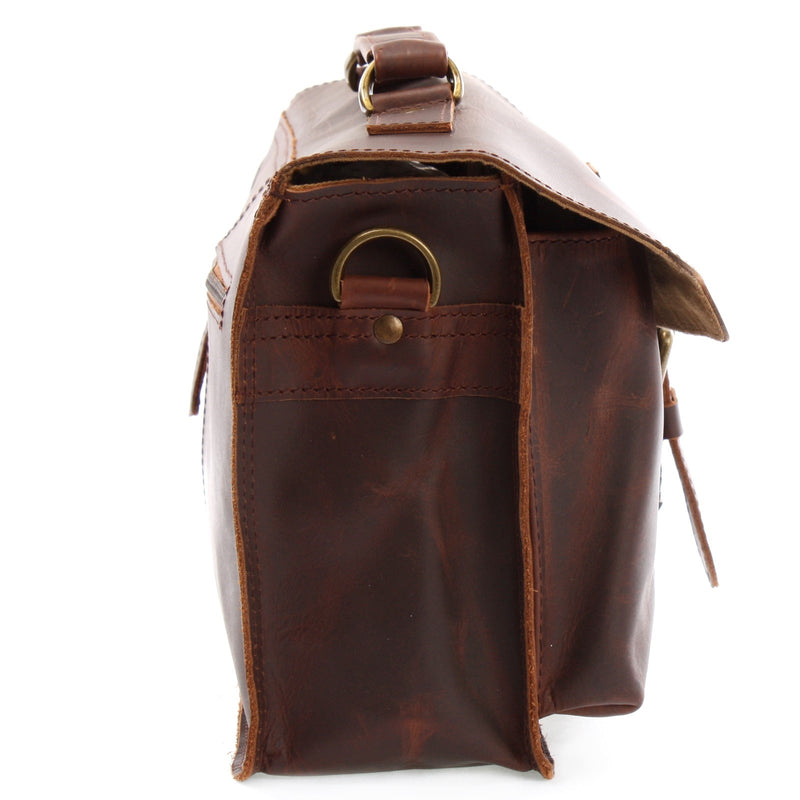Leconi kleine Umhängetasche Schultertasche Damen Herren Leder braun LE3023 Tiefpreis