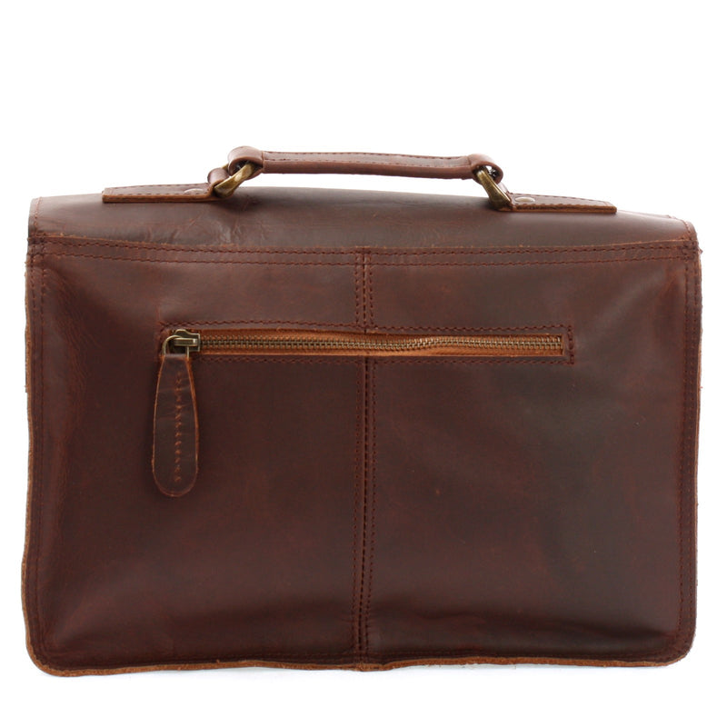 Leconi kleine Umhängetasche Schultertasche Damen Herren Leder braun LE3023 Tiefpreis