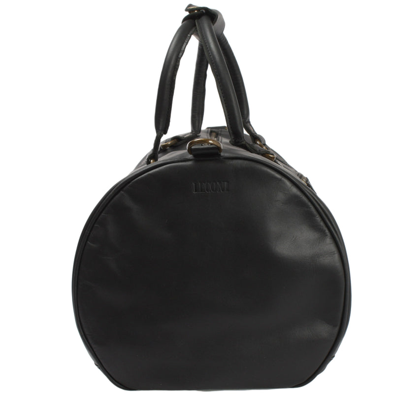 Leconi Weekender Reisetasche Sporttasche vintage Leder schwarz LE2004 Super Sparpreis