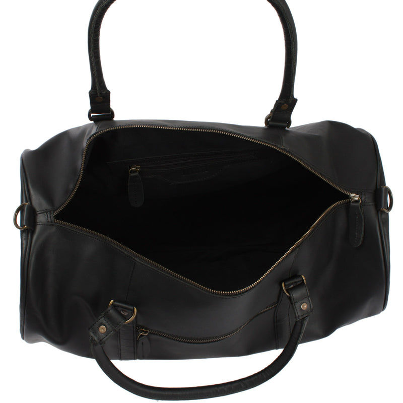 Leconi Weekender Reisetasche Sporttasche vintage Leder schwarz LE2004 Super Sparpreis