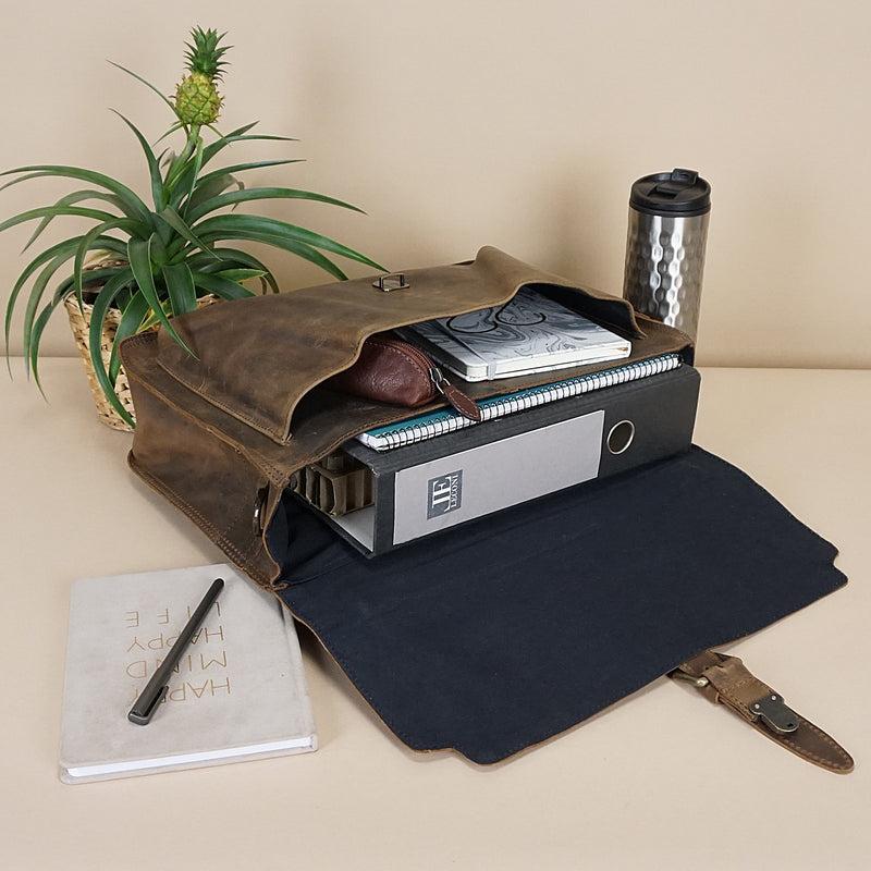 Leconi Aktentasche Businesstasche Messenger Bag Vintage Leder schlamm LE3008 Wochenangebot