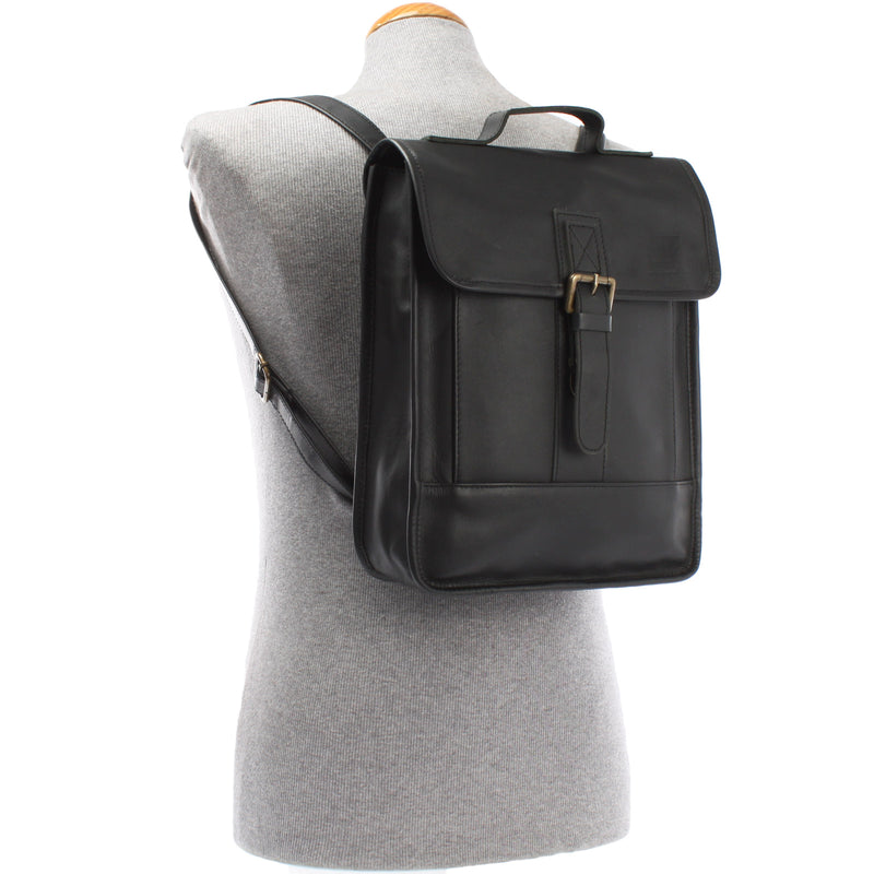 Leconi Freizeitrucksack Lederrucksack Cityrucksack Leder schwarz LE1030 Kostenlose Rückgabe
