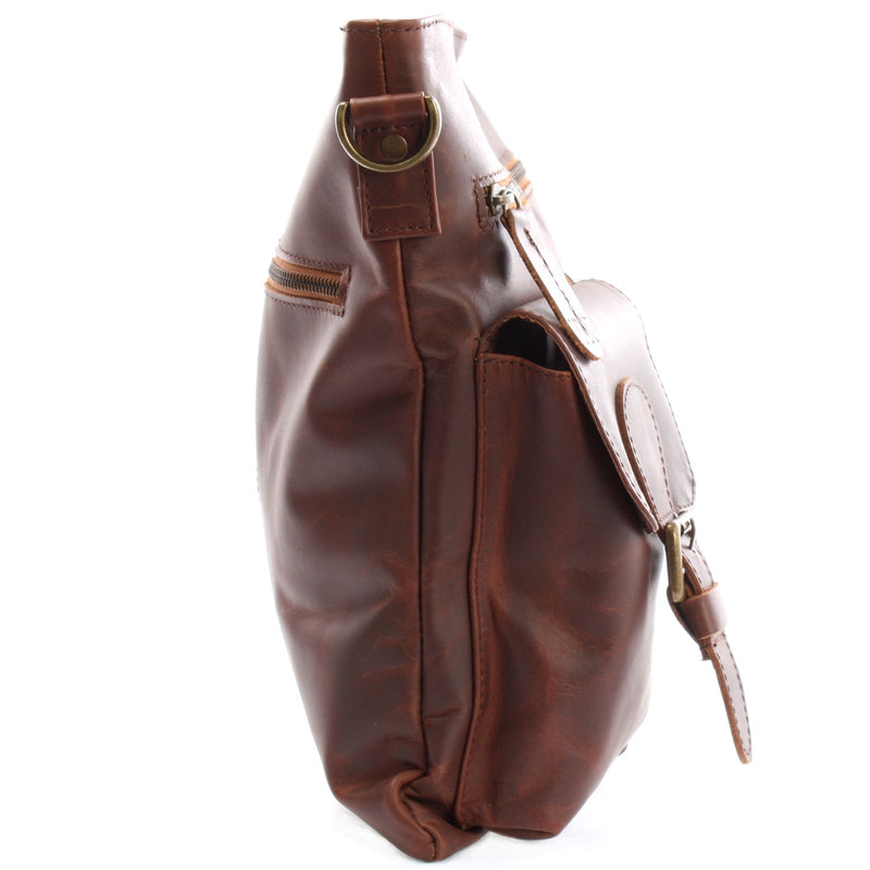Leconi Umhängetasche Schultertasche Ledertasche Leder braun LE3084 Begrenzte Freigabe