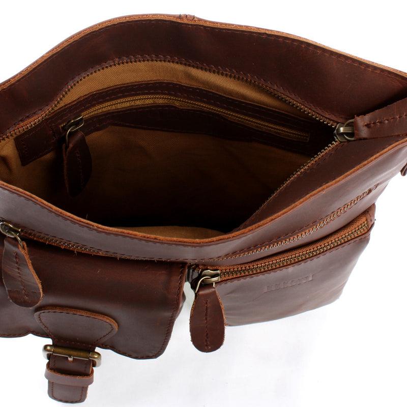 Leconi Umhängetasche Schultertasche Ledertasche Leder braun LE3084 Begrenzte Freigabe