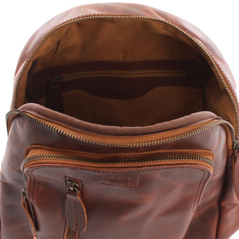 Leconi kleiner Rucksack Freizeitrucksack Lederrucksack Leder braun LE1011 Letzte 3 Tage