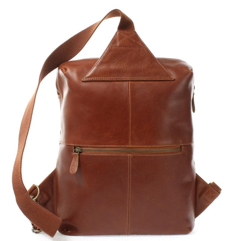 Leconi Crossbag Bodybag Lederrucksack Freizeit Rucksack Damen Herren Leder braun LE1029 Neueste Stile